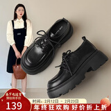 ZHR乐福鞋女学院风减龄厚底单鞋女软萌大头百搭女鞋 PJF01 黑色 35