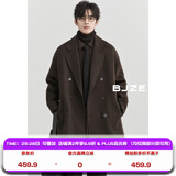 伯爵卓尔羊毛双面呢大衣男中长款2024秋冬新款通勤男装呢子外套 咖啡色（巧克力软糖） L (175)