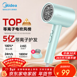 美的（Midea）5亿等离子护发电吹风 家用负离子护发吹风筒 1800W大功率便携吹风机 FJ308绿 年会奖品 生日礼物