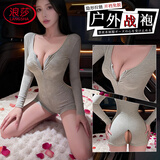 浪莎情趣内衣新款瑜伽可户外性感约会战袍大尺度隐形拉链开裆连体衣