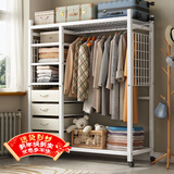 安尔雅简易衣柜全钢架开放式衣柜加粗加厚双人衣橱可移动带轮出租房柜子