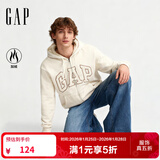 盖璞（GAP）男女装2025秋季新款LOGO仿羊羔绒宽松连帽衫卫衣美版 米色 M 美码  L亚洲码180/96A