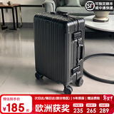 EAZZ【一体铝框｜退换免费】行李箱铝镁合金拉杆箱旅行箱登机密码皮箱 高端 铝框-黑色 22英寸 短中途 出差旅行