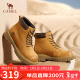 骆驼（CAMEL）【山越】工装靴男新潮厚底增高马丁靴 L15W076018 土黄(男款) 43