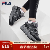 FILA斐乐帕尼尼官方女鞋复古运动鞋春款篮球鞋休闲鞋老爹鞋 锻铁灰/木炭灰-BC 40