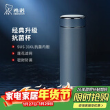 希诺（heenoor）抗菌保温杯316L不锈钢茶杯男带滤网车载水杯XN-9606K深灰色 480mL