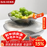 拜杰水果盘零食盘家用果盘客厅干果盘托盘糖果坚果盘透明黑2只装
