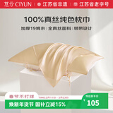 慈云纯色真丝枕套 19姆米100%桑蚕丝绸单面枕头套单只装香槟金74*48cm
