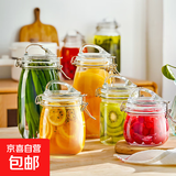 夸克玻璃密封罐食品级泡酒专用瓶子泡菜坛子腌咸菜容器蜂蜜空瓶 四件套：750ml*2+1000ml*2