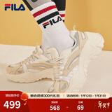 FILA斐乐SOFIA鱼刺鞋女鞋跑步鞋复古老爹鞋女增高鞋休闲鞋 奶白/米色-GA 37.5
