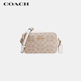 蔻驰（COACH）【品牌直供】女士JAMIE小号手提单肩斜挎相机包浅卡其拼白CY752