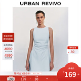 UR2025春季新款女摩登气质褶皱收腰显瘦无袖连衣裙UYY750030 淡蓝 S