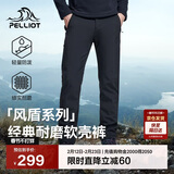 伯希和（Pelliot）【风盾】冲锋软壳裤男冬季保暖抓绒裤防风高弹长裤女115107016黑M