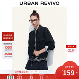 UR2026春季新款女装复古学院风刺绣拼接翻领外套UYY150062 墨蓝 S