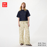 优衣库舒适长裤女装/泡泡纱休闲裤483908 31 米色 2XL
