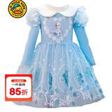 G.duck女童爱莎连衣裙秋冬新款冰雪奇缘儿童装艾莎公主裙春秋生日表演服 蓝春秋裙(仅裙子) 120 适合身高105cm左右