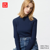 优衣库女装罗纹高领T恤/长袖小高领内搭479588 68 深蓝色 3XL /170/108C