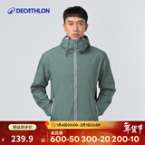 迪卡侬男女户外春秋款休闲防风防水夹克冲锋衣男女运动外套帆船航海 男-绿色(偏大一码) S