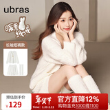 ubras【虞书欣同款】兔绒绒开襟家居服套装厚款女加绒睡衣冬季女 【长袖短裤套装】纯白色 M