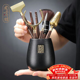 尚言坊茶道六君子套装功夫茶具配件大全零配黑檀实木茶刀笔刷茶夹摆件