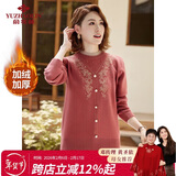 俞兆林中老年女装秋冬绣花加绒针织衫妈妈装毛衫新年老年人毛衣 Y44Z024