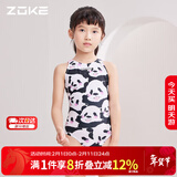 洲克（ZOKE）儿童连体三角卡通印花训练女童游泳衣122625826 黑白粉小熊花160