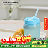特百惠（Tupperware）吸吸罐550ml女生学生密封带吸管水杯子夏季自制饮品奶昔 天空蓝