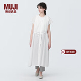 MUJI女式 强捻法国袖连衣裙 女装裙子夏季纯棉全棉衬衫连身裙BC2JGC4S 白色 M(160/84A)