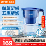 苏泊尔（SUPOR）便携式滤水壶3.5L蔚蓝1壶7芯过滤净水器净水壶自来水活性炭过滤器滤水器家用版蓝色