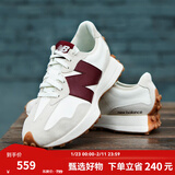 NEW BALANCE 【新年骐骥红】NB327官方休闲鞋女秋冬舒适百搭增高低帮运动鞋 灰色/米白/酒红 WS327KA 37 (脚长23.5cm)