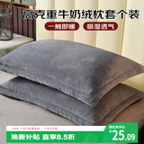 艾薇牛奶绒枕套法兰绒学生宿舍枕头套一个 R绒浅灰 48*74cm