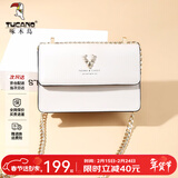 啄木鸟（TUCANO）包包女款2026年牛皮时尚单肩斜挎包女链条包新年生日情人节礼物 米白金鹿【实用生日礼物送女友】