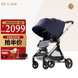 elittle逸乐途婴儿车EMU0-3岁用折叠可坐可躺减震高景观遛娃神器推车欧版全篷蓝