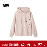 森马（Semir）[商场同款]中国国家地理系列卫衣女图案2024新款加绒宽松冬装 橡皮粉61214 M
