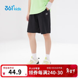 361°儿童短裤夏季男女童3-12岁透气运动裤梭织五分裤 黑 160