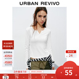 UR2026春季新款女装时尚休闲简约基础修身长袖T恤UYB450010 本白 S