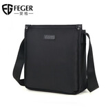 斐格FEGER男士斜挎包小挎包男通勤包单肩包休闲便携斜肩包竖款背包 黑色竖款（可放10.2英寸ipad）
