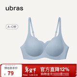 ubras无尺码轻薄浪花领文胸透气内衣女聚拢承托无钢圈胸罩 烟灰蓝色 均码 mini版（80-100斤）背勾文胸