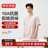 京东京造10A抗菌t恤男短袖t恤春季男女白小T休闲内搭打底衫新年橡皮粉S