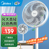 美的（Midea）电风扇家用风扇落地扇台地两用七叶大风量轻音节能电扇台扇卧室摇头扇加高迷你扇 风扇踏青放价 【经典爆款 旋转按钮】白色丨7叶台地两用