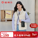 坦博尔羽绒服女短款女士马甲背心鸭绒休闲保暖外套TD236006 小香白 S (160)