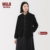 MUJI 女式 抓绒 开衫 外套 外衣 长袖 25年冬季 女装 BB2T4C5A 黑色 L （165/88A）