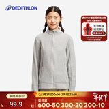 迪卡侬（DECATHLON）摇粒绒外套女抓绒衣保暖户外运动加厚秋冬冲锋衣内胆 全拉链-浅灰色 M