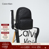 Calvin KleinJeans【情人节礼物】男休闲校园满版ck压印字母拉链大容量双肩包 UB1-太空黑 OS