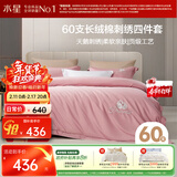 水星家纺四件套床上60支长绒棉纯棉100%全棉被套床单双人轻奢高级1.5m床天鹅家居馆