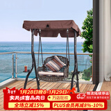 紫叶户外秋千藤椅室内吊椅庭院花园吊床摇椅阳台吊篮宿舍室外成人秋千 冰咖啡藤编棕色-单人位【含坐垫抱枕】