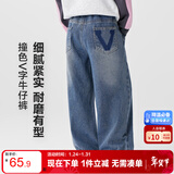 左西女童牛仔裤儿童裤子直筒裤2026新款中大童春装长裤潮 牛仔色 150