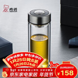 希诺（heenoor）双层玻璃杯高档商务办公车载水杯男家用透明泡茶杯子 345mL