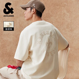 杰克·琼斯（JACK&JONES） 男装春季T恤百搭休闲情侣款立体刺绣舒适罗纹圆领宽松226101110