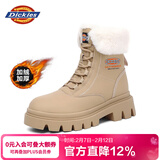 Dickies女士雪地靴女靴加绒马丁靴加厚保暖棉靴高帮休闲靴子 杏色 40 
